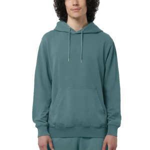 Vente en gros Sweatshirts à capuche unis pour hommes avec logo personnalisé Pulls à capuche en coton épais à épaules tombantes pour hommes - Product Image 1