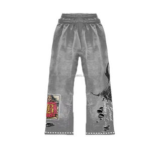 Pantalon de survêtement personnalisé noir délavé à l'acide ensemble de sweat à capuche solide style Boxy surdimensionné vintage délavé style lourd grande taille hiver - Product Image 6