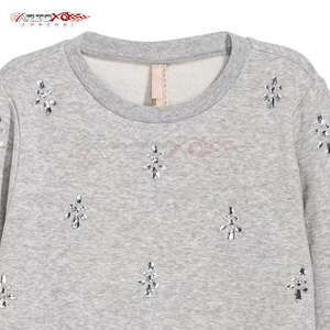 Rhinestone Embellished Woven Printed Autumn/Winter <b>Sweatshirt</b> <b>for</b> <b>Women</b> with <b>Long</b> Sleeves Chic Look Elegant Design - Product Image 2