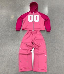 Conjunto de Pantalones Deportivos Anchos y Sudadera con Capucha de Alta Calidad, Estilo Holgado con Lavado Ácido Apilado Personalizado, Ropa Deportiva Urbana - Product Image 1