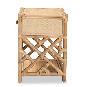 Elegantes mesitas de noche de lujo, mesita de noche con cajón de ratán natural, mesitas de noche, muebles de dormitorio - Product Image 3