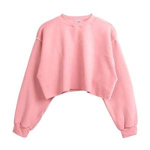 Nouveau sweat oversize Boxy Fit Jumper avec ourlet recadré incurvé à capuche et col rond en polaire avec étiquette personnalisée pour la saison d'hiver - Product Image 2