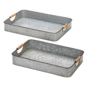 Plateau de service en métal galvanisé durable et élégant conçu pour faciliter le transport des boissons alimentaires et des accents de table décoratifs - Product Image 5