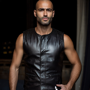 เสื้อกั๊กนักขี่มอเตอร์ไซค์หนังแท้คุณภาพสูงสำหรับผู้ชายเสื้อนอกลำลองหนังแกะเสื้อสำหรับนักขี่มอเตอร์ไซค์ - Product Image 4