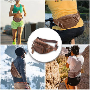 Sac de ceinture unisexe en cuir véritable imperméable avec fermeture éclair, fabriqué sur mesure pour la vente en gros - Product Image 4