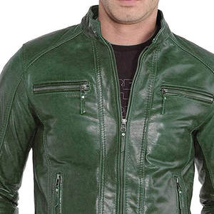 Chaqueta de Cuero para Hombre de Invierno con Cuello Alto, Estilo Vintage Resistente, Forro Interior Completo, Logotipo Frontal - Product Image 5