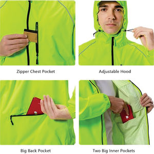 Chaqueta Impermeable Clásica con Cremallera para Hombre, Logotipo Personalizado, Alta Calidad, Chaqueta Cortavientos para Hombre de Talla Grande, con Capucha Ajustable - Product Image 3