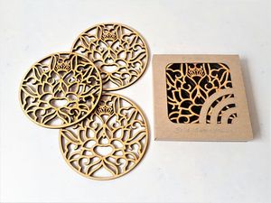 Posavasos de tablero duro de MDF de Squarestone de 3,75 '', posavasos promocional con parte trasera de corcho de tradición única - Product Image 4