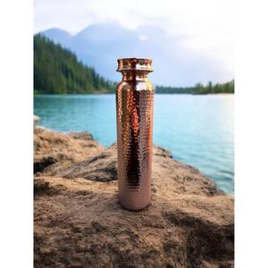 Top Selling Wide <b>Bottle</b> <b>Water</b> Maker High Quality Hammered Pattern Copper <b>Bottle</b> Handicrafts <b>Plastic</b> Drinkware From India - Product Image 4
