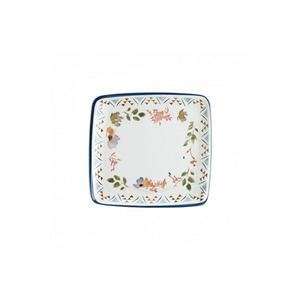 Plato de Porcelana Moderno para Servir, 22x20 cm, Cuadrado, Pintado a Mano con Diseño de Plantas, Estilo Móvil - Product Image 1