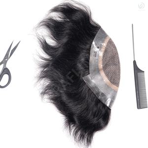 Tupé Premium de Dubai para hombre con técnica de PU de encaje frontal Mirage, cabello Remy indio, textura recta, postizo Premium Miraz Border - Product Image 2