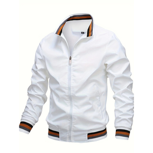 Veste bomber légère à capuche pour homme avec tissu enduit imperméable et coupe-vent, veste de sport décontractée d'automne pour l'extérieur - Product Image 5