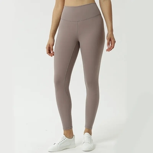 Mallas de Yoga de cintura alta de Color liso para Fitness, mallas de yoga con cintura elástica para mujer, entrenamiento de gimnasio, OEM personalizado - Product Image 1