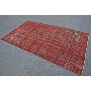 Tapis turc vintage de 4.3x7,5 pieds, rouge, vert, patchwork, tissage plat en laine de grande surface pour décorations de salon, avec support en latex - Product Image 4