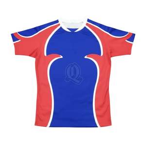 Camiseta de Rugby Negra y Roja al por Mayor, Franja Gruesa, Poliéster, Ajuste Atlético, Resistente, para Entrenamiento, Personalizable - Product Image 3