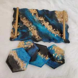 ซื้อชุดถาดเสิร์ฟเรซิ่นพร้อมที่รองแก้ว เป็นมิตรกับสิ่งแวดล้อม ทนทาน ปลอดภัย สไตล์ทันสมัย เหมาะสำหรับงานแต่งงาน งานเลี้ยงอาหารเช้า อาหารตกแต่ง - Product Image 4