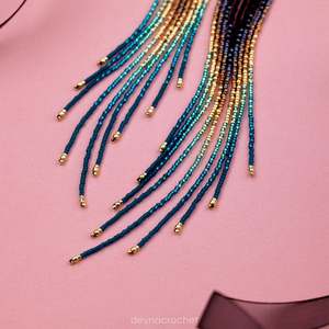 Pendientes de cuentas bohemias con flecos en cascada Andy de diseño turquesa, regalo de joyería único - Product Image 4
