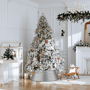 Collar de árbol de Navidad de Metal redondo con diseño de textura de latón AK en acabado plateado para decoración navideña/decoración Interior del hogar - Product Image 5