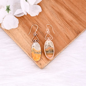 Pendientes de tuerca al por mayor con diseño de abeja, de jaspe, chapados en oro rosa, hechos a mano, joyería de diseñador, pendientes de moda - Product Image 4