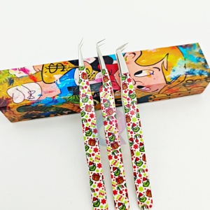 Aislamiento logotipo personalizado 90 grados Acero inoxidable plateado precisión brillo diamante agarre pestañas extensión pinzas - Product Image 4