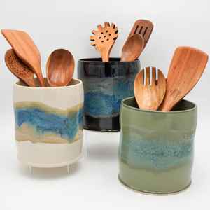 Glossy Finish Ceramic <b>Utensil</b> <b>Holder</b> Crock | Kitchen Cooking Tool Storage | Stylish Countertop Organizer - Product Image 2