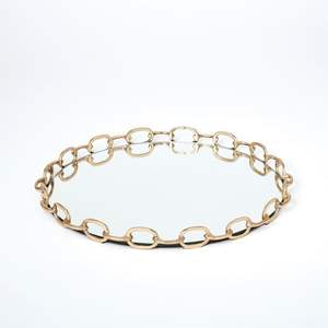 ถาดรองแก้วสีทองแบบทุบสำหรับตกแต่งรอมฎอนถาดเสิร์ฟแบบอิสลามชิ้นกลางโต๊ะสำหรับงานเลี้ยงวันที่และขนมหวาน - Product Image 4