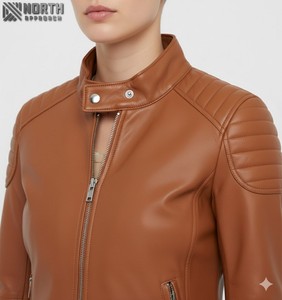 Chaquetas de Lona y Cuero Genuino para Mujer a Bajo Precio, Tejidas, Transpirables, de Moda Invernal, Alta Calidad, Servicio OEM Personalizado, Pedidos al por Mayor - Product Image 3