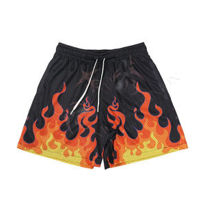 Pantalones cortos de malla de poliéster con cordón de diseñador con estampado de llama personalizado, ropa deportiva con logotipo animado, nuevo modelo de ropa de sublimación - Product Image 1
