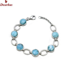 Pulsera clásica de piedras preciosas naturales Larimar de Plata de Ley 925 nueva de alta calidad para damas y niñas - Product Image 6
