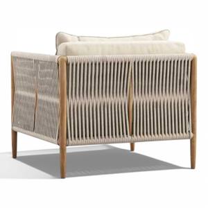 Fauteuil d'appoint en corde tressée, minimaliste, en teck, écologique, fauteuil individuel en tissu, salon, centre commercial, hôtel, villa - Product Image 4