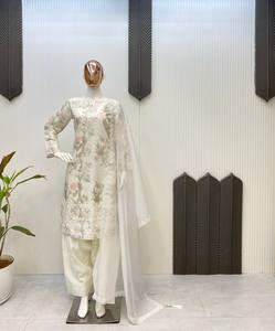 <b>KURTA</b> AND FARSHI SALWAAR SET WITH DUPATTA WITH EMBROIDERY WORK - Product Image 3