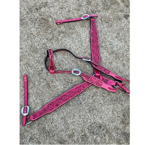 เฮดเดอร์หนังจระเข้แบบตะวันตกมีแผ่นบุนุ่มหนังเรียบชุดฝึกและขี่ - Product Image 1