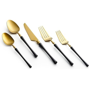 Design personnalisé de la meilleure qualité, couverts à poignée noire mate et dorée, ensemble de couverts en acier inoxydable pour la maison, hôtel, vaisselle - Product Image 1