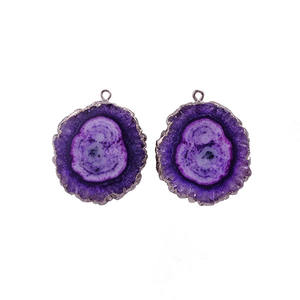 Nuevo diseño, pendiente de cuarzo solar Chapado en negro, piedra preciosa, fianza única, Conector de pendiente de forma redonda hecho a mano, joyería para amigo - Product Image 1