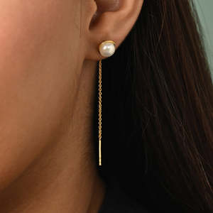 NOVAMART Fine Premium 925 Sterling Silver Sui Dhaga <b>Threader</b> Drop <b>Earrings</b> with Beautiful White Round AAA Pearl Wholesale Export - Product Image 4