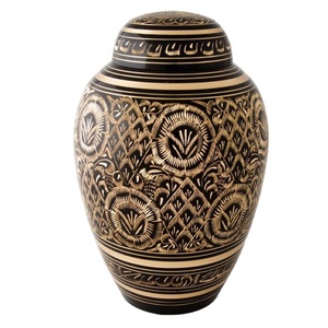 Urnas de cremación para adultos de latón pintadas a mano con diseño Floral multicolor, urnas funerarias de Metal con acabado de Color crema dorado para cenizas humanas - Product Image 5