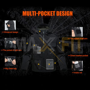 Maxfit เสื้อแจ็คเก็ตกันหนาวสำหรับผู้ชาย, เสื้อแจ็คเก็ตกันหนาวสำหรับกีฬากลางแจ้งกันน้ำมีคอตั้งผ้าแคนวาส - Product Image 4