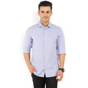 Camisa de vestir informal de hombre OEM personalizada hecha en fábrica, camisa de vestir de trabajo de oficina de manga larga con botones y transpirable - Product Image 1