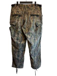 Pantalon Cargo de Chasse Vintage Camo 100% Coton, Taille Moyenne, Léger, Style Plat Devant, avec Motif Droit Délavé Foncé - Product Image 4