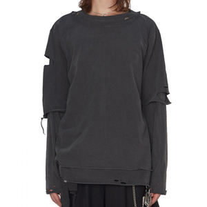 Fabricant de t-shirt à manches longues double épaisseur personnalisé pour hommes T-shirt en coton brodé et lavé à l'acide pour hommes - Product Image 1