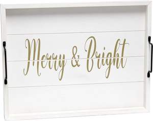 Bandeja navideña festiva de madera para decoración navideña perfecta para servir comidas elegante bandeja central ideal regalo de Navidad familia - Product Image 3