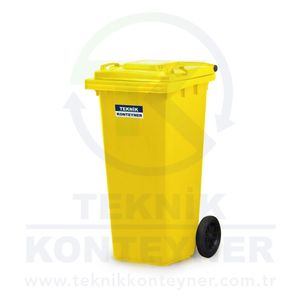 ถังขยะพลาสติก HDPE ขนาด 120 ลิตร ยี่ห้อ Teknik Konteyner รุ่น Eco-Friendly สีเหลือง สำหรับใช้งานกลางแจ้ง ยอดขายดี - Product Image 3