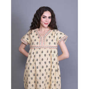 Peignoir pour femme 100% Coton, en tissu tissé imprimé, avec poche latérale, respirant, taille élastique avec cordon de serrage, ODM pour vêtements d'intérieur - Product Image 1