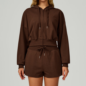 เสื้อกันหนาวมีฮู้ดสำหรับผู้หญิงเสื้อครอปแบบสวมหัวมีซิปใหม่ - Product Image 5