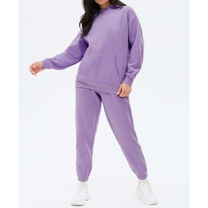 New Fitness Winter 2 Piece Set <b>Joggers</b> Tracksuits for Women 100% Cotton Fleece Custom <b>Oversized</b> Hoodie and Pant Women Tracksuits - Product Image 1
