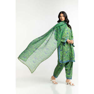 Dupatta Verde con Estampado Munnar para Mujer, Ligera, Transpirable, de Poliéster Premium, Suave y Cómoda - Product Image 1