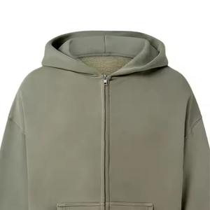 Sweat à capuche zippé décontracté pour hommes et femmes avec tissu respirant coupe surdimensionnée impression bouffante décoloration au soleil broderie en détresse lavage à l'acide - Product Image 1