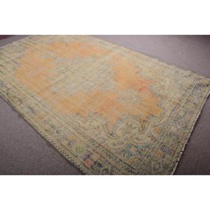 Vintage 6,46x10,4 ft Large Rug, Turkish Rug, <b>Yellow</b> Striped Rug - Product Image 4