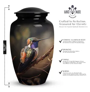 Bird Unique American Style Aluminum Alloy Matte Finish <b>Large</b> <b>Urns</b> for Ashes Size 10.5 Inches - Product Image 2