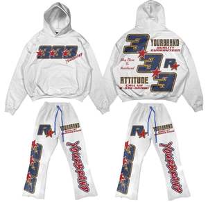 En gros, Survêtements décontractés unisexe 100% Coton respirant, effet délavé soleil, coupe évasée, grammage lourd, avec sweat à capuche, OEM, entièrement sérigraphiés - Product Image 1